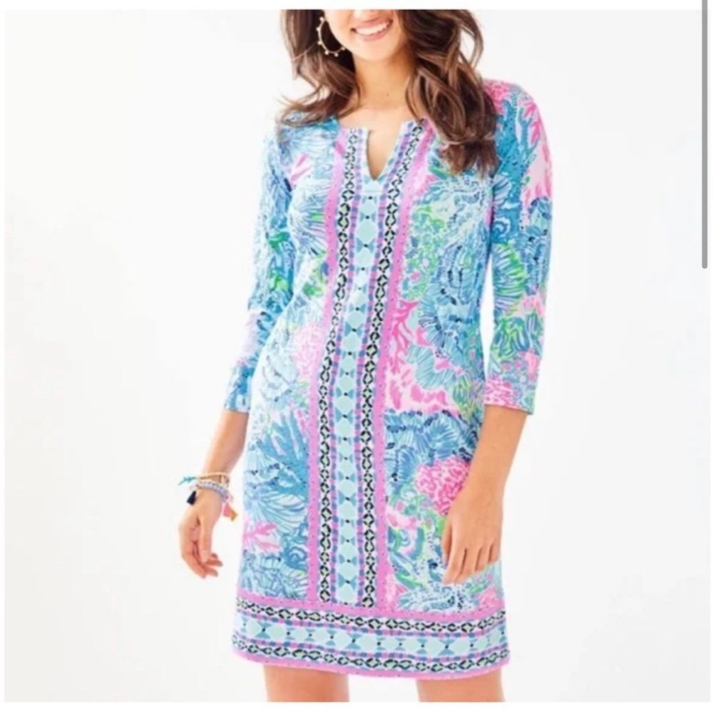 Lilly Pulitzer Upf 50+ Nadine Sink Or Swim Engineered Chilly Lilly Dress